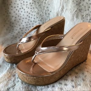 Rose Gold Thong Wedge 4.5” heel
